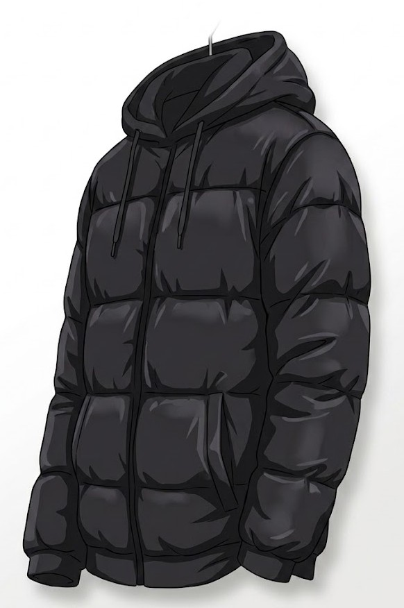 ブラックのダウンパーカー